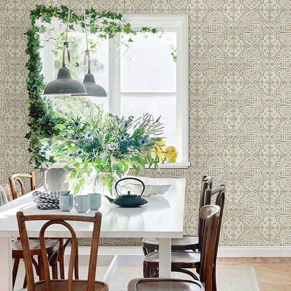 Sonoma Olive Spanish Tile Wallpaper - Brewster Wallcovering