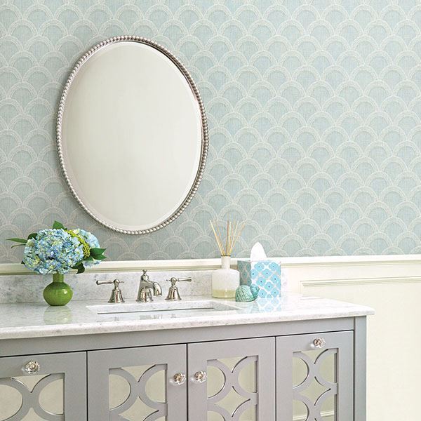Bixby Turquoise Geometric Wallpaper  | Brewster Wallcovering