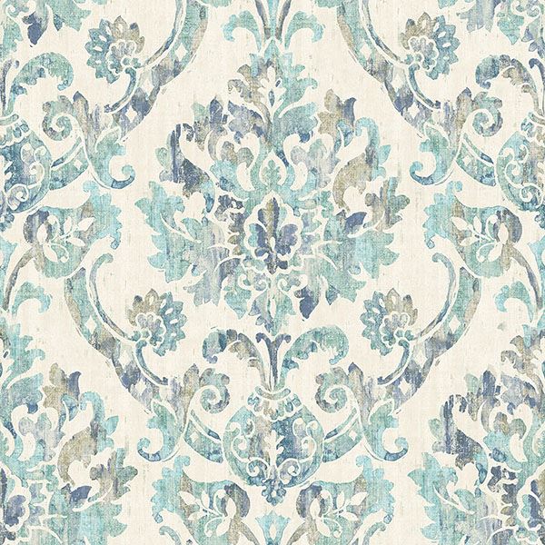 Picture of Shasta Teal Damask Wallpaper