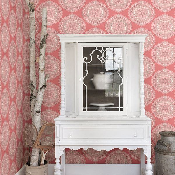 Bolinas Coral Medallion Wallpaper  | Brewster Wallcovering - The WorkRm