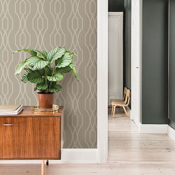 Coventry Taupe Trellis Wallpaper  | Brewster Wallcovering - The WorkRm