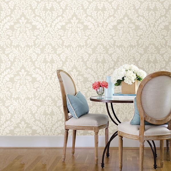 Honor Beige Damask Wallpaper  | Brewster Wallcovering - The WorkRm