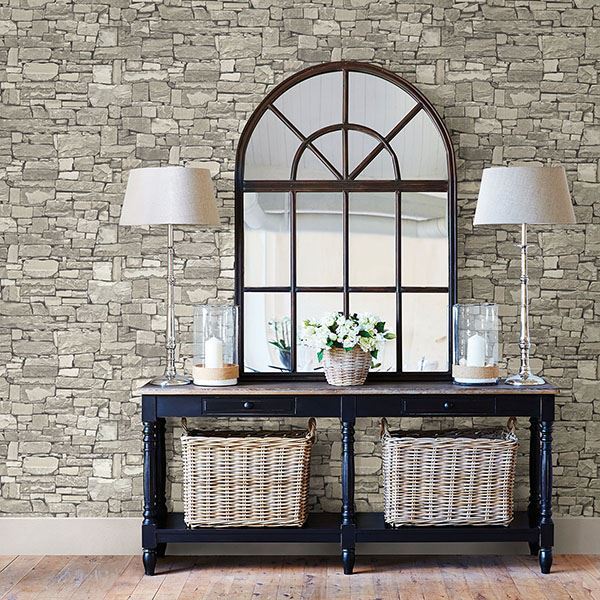 Tallulah Taupe Stone Wallpaper - Brewster Wallcovering