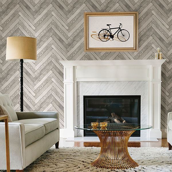 Altadena Light Grey Diagonal Wood Wallpaper  | Brewster Wallcovering - The WorkRm