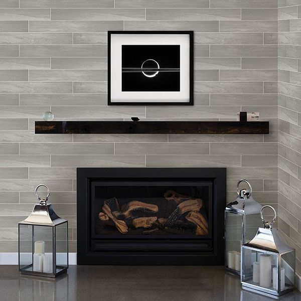 Nika Grey Sleek Wood Wallpaper  | Brewster Wallcovering