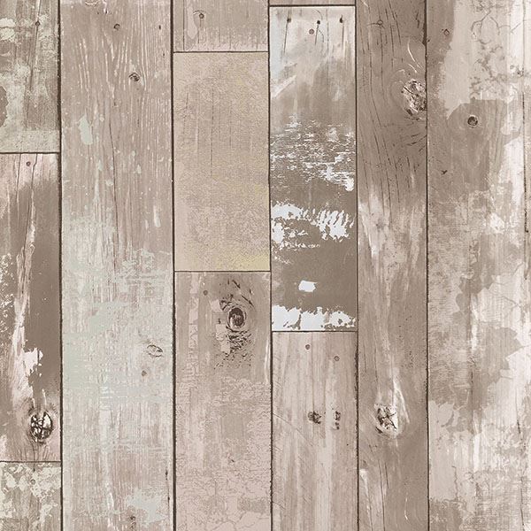Brewster Wallcovering-Harbored Neutral Distressed Wood Panel Wallpaper