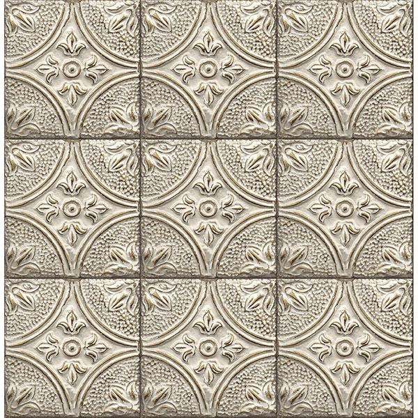 Brewster Wallcovering-Brasserie White Tin Ceiling Tile Wallpaper