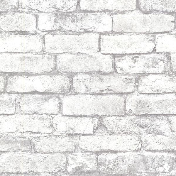 Brewster Wallcovering-Davis White Brick Wallpaper