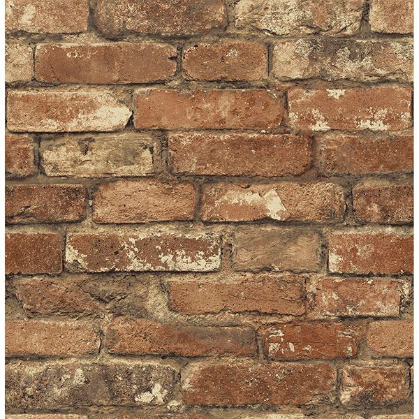 Brewster Wallcovering-Davis Red Brick Wallpaper