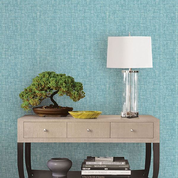 Sampson Aqua Oasis Wallpaper - Brewster Wallcovering