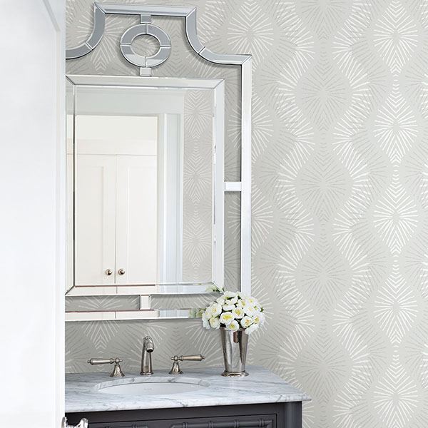 Feliz Silver Beaded Ogee Wallpaper  | Brewster Wallcovering - The WorkRm