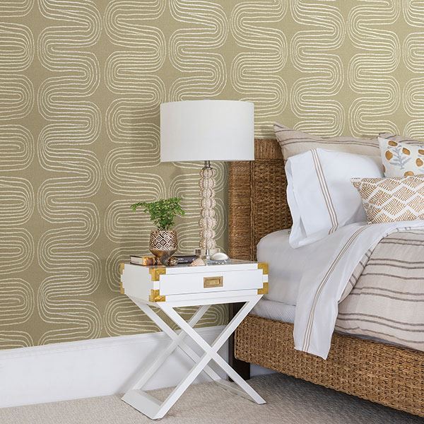 Zephyr Honey Abstract Stripe Wallpaper  | Brewster Wallcovering - The WorkRm