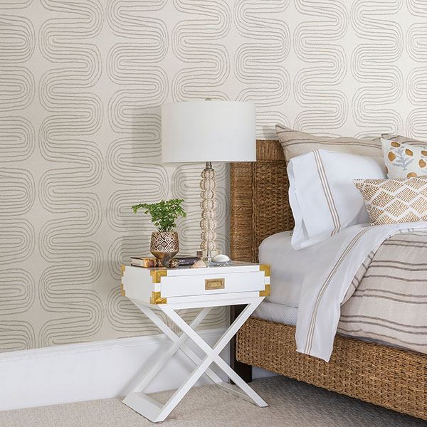 Zephyr Grey Abstract Stripe Wallpaper  | Brewster Wallcovering - The WorkRm