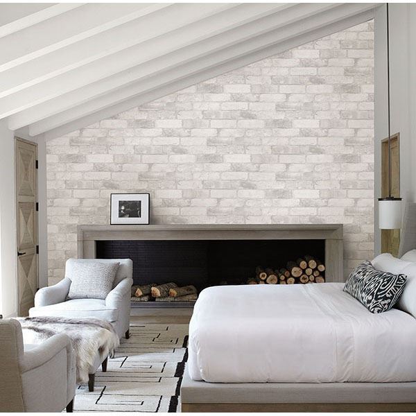 Bushwick Off-White Reclaimed Bricks Wallpaper  | Brewster Wallcovering - The WorkRm