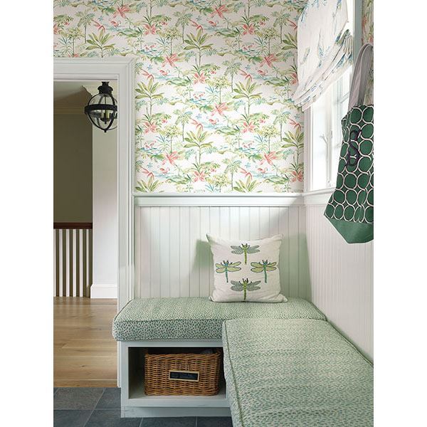 Ibis Green Lagoon Wallpaper - Brewster Wallcovering