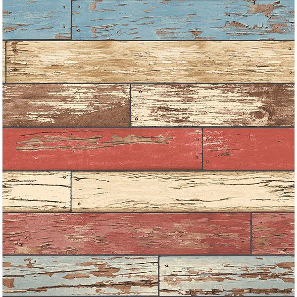 Picture of Siesta Key Red Scrap Wood Wallpaper