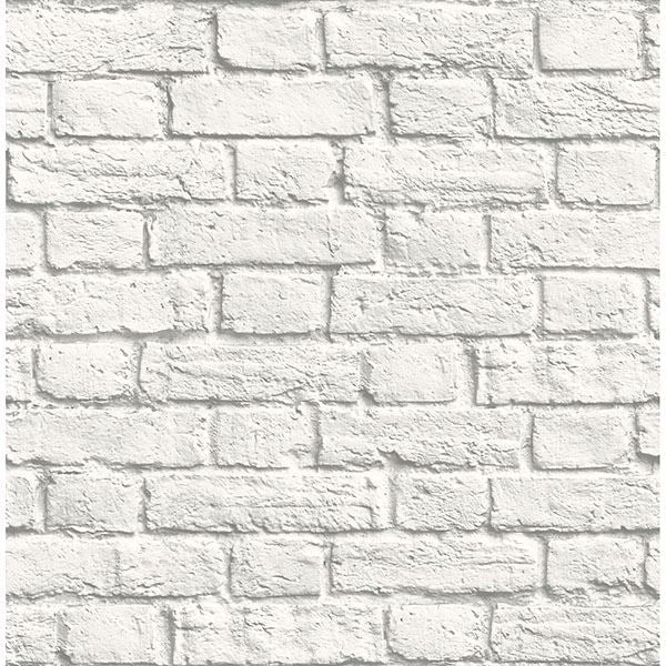 Cologne White Painted Brick Wallpaper  | Brewster Wallcovering