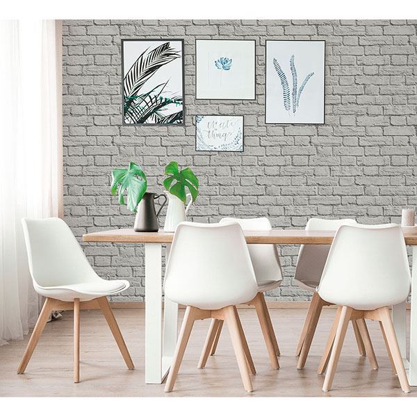 Cologne Grey Painted Brick Wallpaper  | Brewster Wallcovering