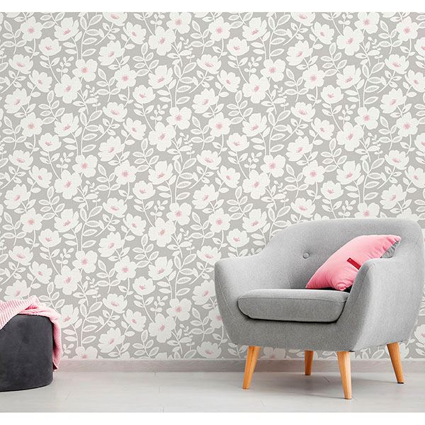 Picture of Bergman Pink Scandi Flower Wallpaper