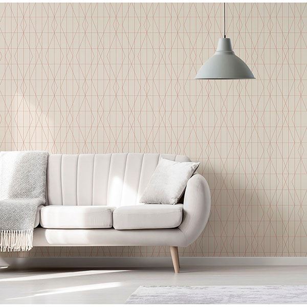 Picture of LeVeque Cream Deco Diamond Geo Wallpaper