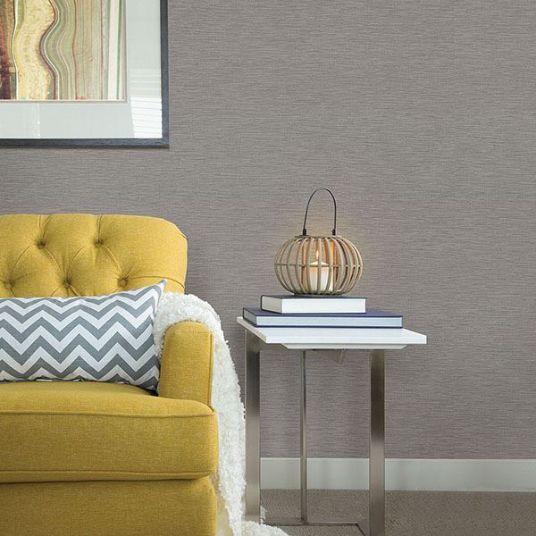 San Paulo Grey Horizontal Weave Wallpaper - Brewster Wallcovering