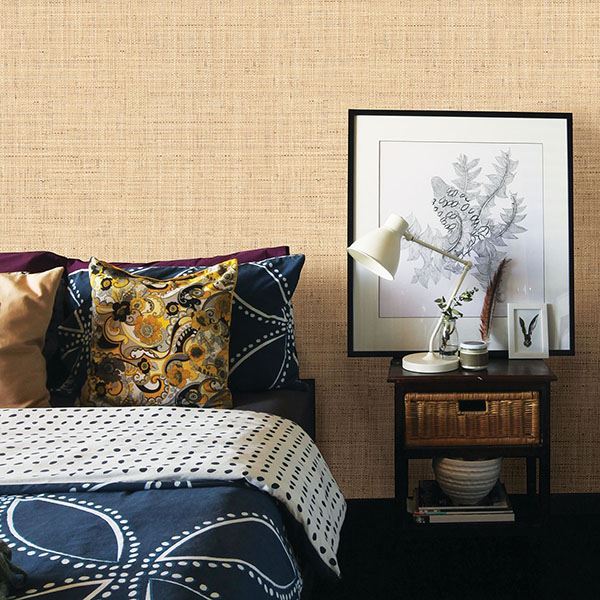 Tiki Beige Faux Grasscloth Wallpaper  | Brewster Wallcovering - The WorkRm