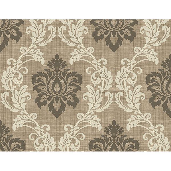 Picture of Adela Light Brown Twill Damask Wallpaper