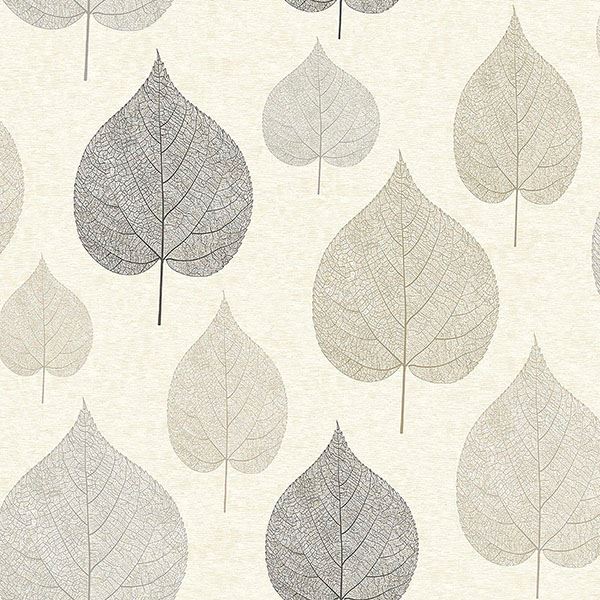 Picture of Quest Charcoal Leaf Wallpaper