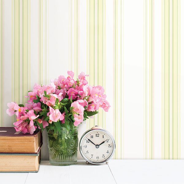 Lenna Yellow Jasmine Stripe Wallpaper  | Brewster Wallcovering