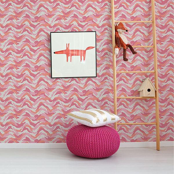 Stealth Pink Camo Wave Wallpaper  | Brewster Wallcovering - The WorkRm