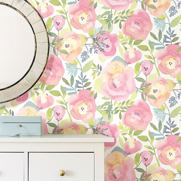 Peachy Keen Pink Peel & Stick Wallpaper - Brewster Wallcovering