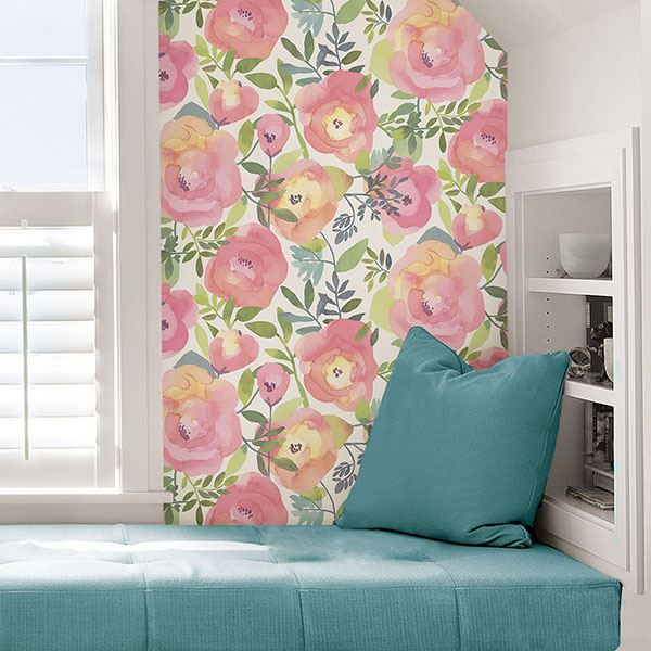 Peachy Keen Pink Peel & Stick Wallpaper  | Brewster Wallcovering
