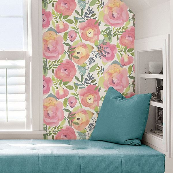 Peachy Keen Pink Peel & Stick Wallpaper - Brewster Wallcovering