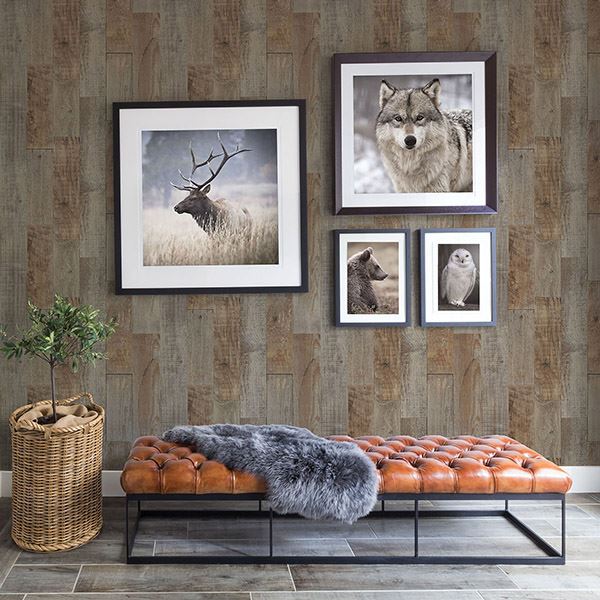 Chebacco Brown Wooden Planks Wallpaper - Brewster Wallcovering