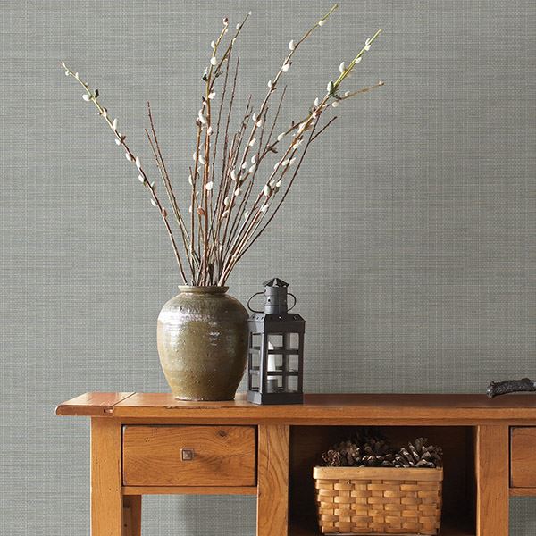 Kent Grey Grasscloth Wallpaper  | Brewster Wallcovering