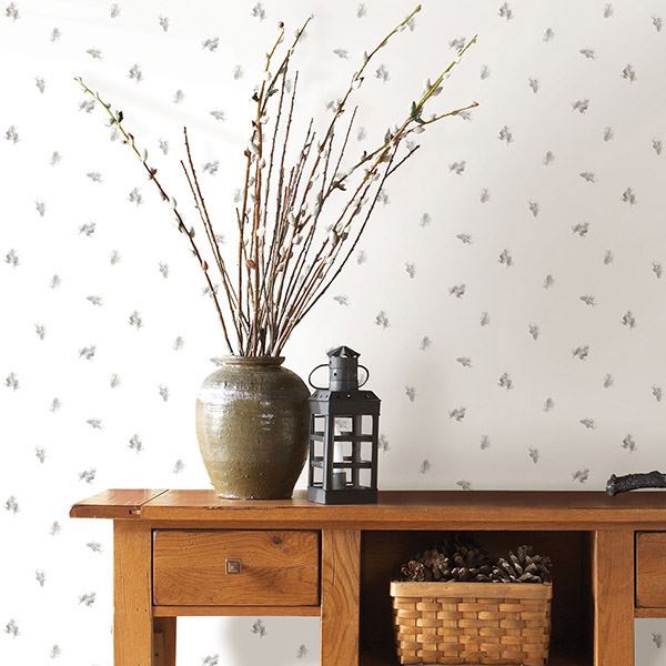 Pinecone Toss Light Grey Conifer Wallpaper  | Brewster Wallcovering - The WorkRm