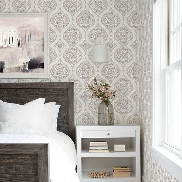 Adele Rose Damask Wallpaper  | Brewster Wallcovering - The WorkRm