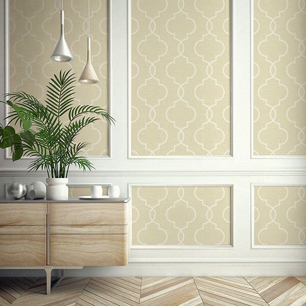 Malo Wheat Sisal Ogee Wallpaper - Brewster Wallcovering