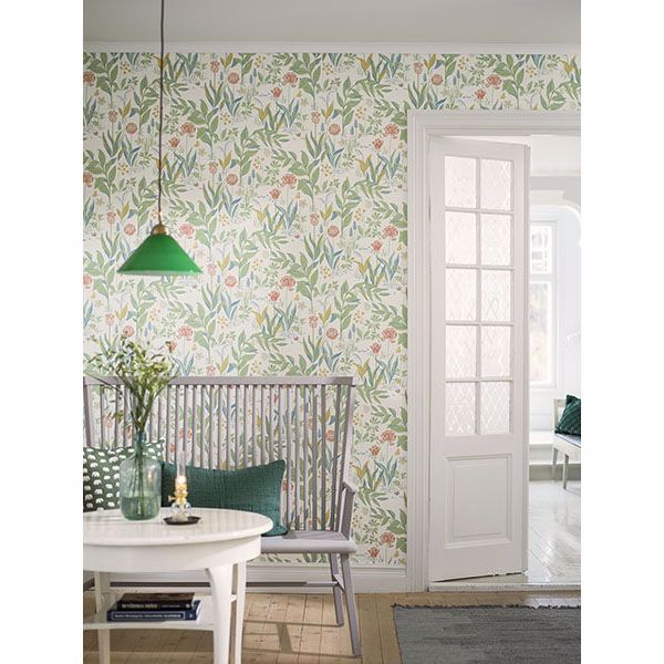 Spring Garden Off-White Botanical Wallpaper - Brewster Wallcovering