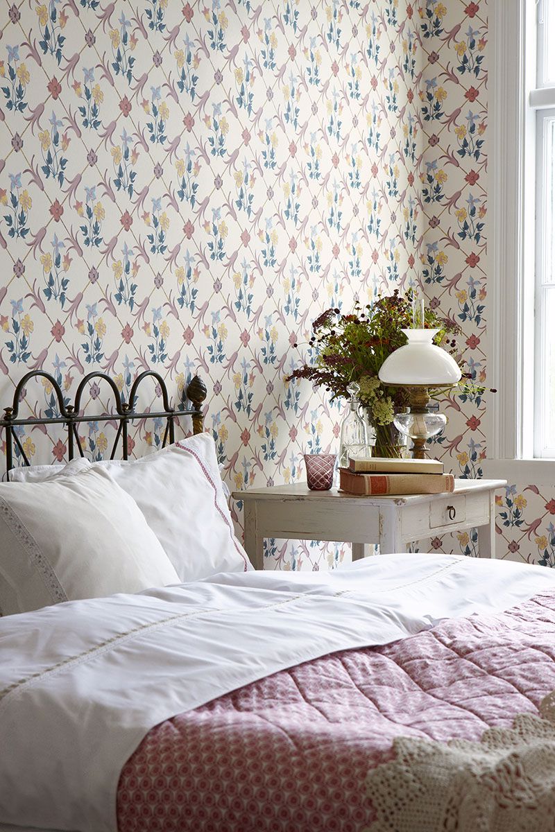 Tessin Multicolor Floral Geometric Wallpaper  | Brewster Wallcovering