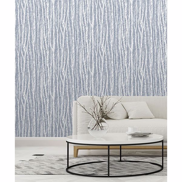 Flay Navy Birch Tree Wallpaper  | Brewster Wallcovering - The WorkRm