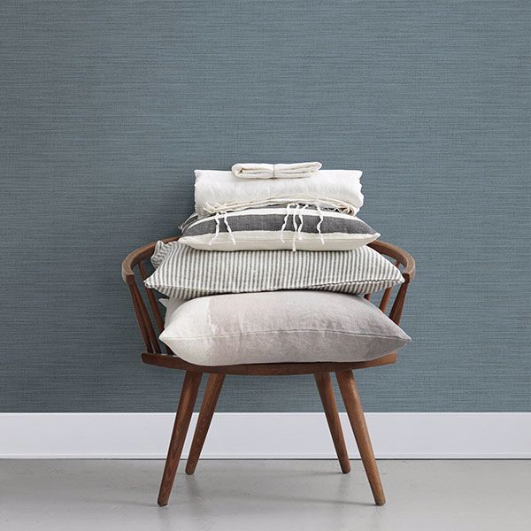 Colicchio Blue Linen Texture Wallpaper  | Brewster Wallcovering - The WorkRm