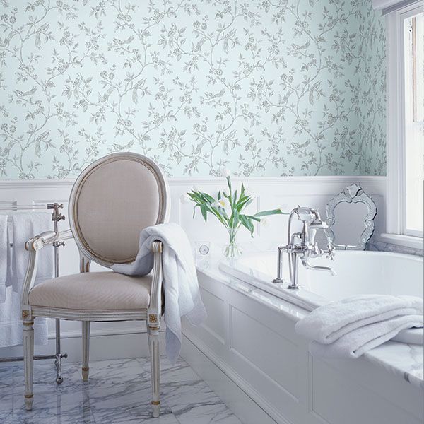 Aaron Light Blue Bird Trail Wallpaper  | Brewster Wallcovering - The WorkRm