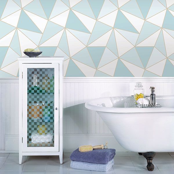 Apex Blue Geometric Wallpaper  | Brewster Wallcovering - The WorkRm