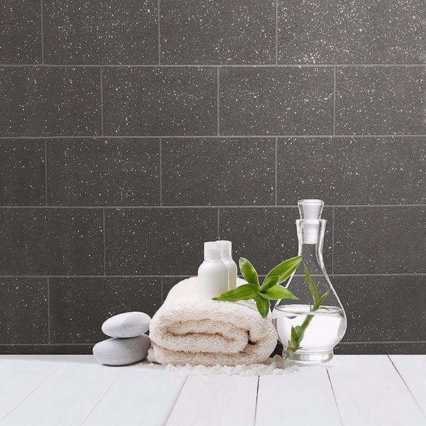 Neale Black Subway Tile Wallpaper - Brewster Wallcovering