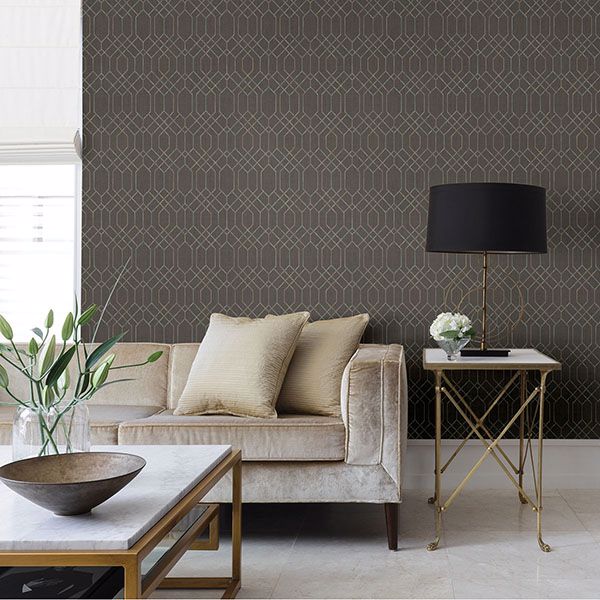 Lyla Brown Trellis Wallpaper  | Brewster Wallcovering - The WorkRm