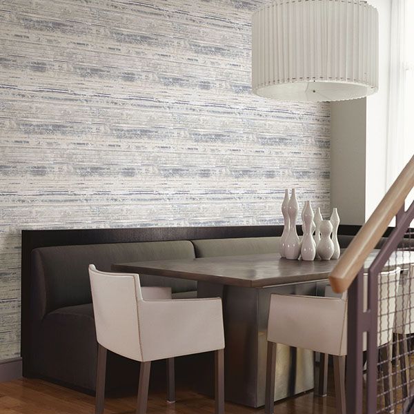 Makayla Grey Distressed Stripe Wallpaper - Brewster Wallcovering