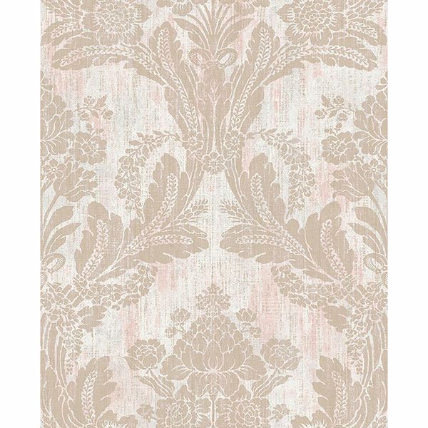 Brewster Wallcovering-Zemi Light Pink Damask Wallpaper