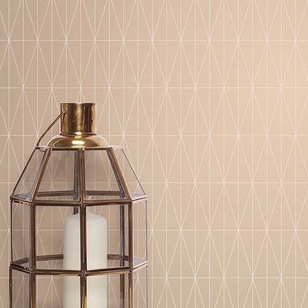 Tofta Beige Geometric Wallpaper - Brewster Wallcovering