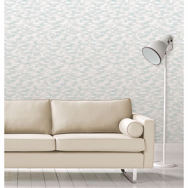 Kalmar Light Blue Hazy Stripe Wallpaper - Brewster Wallcovering